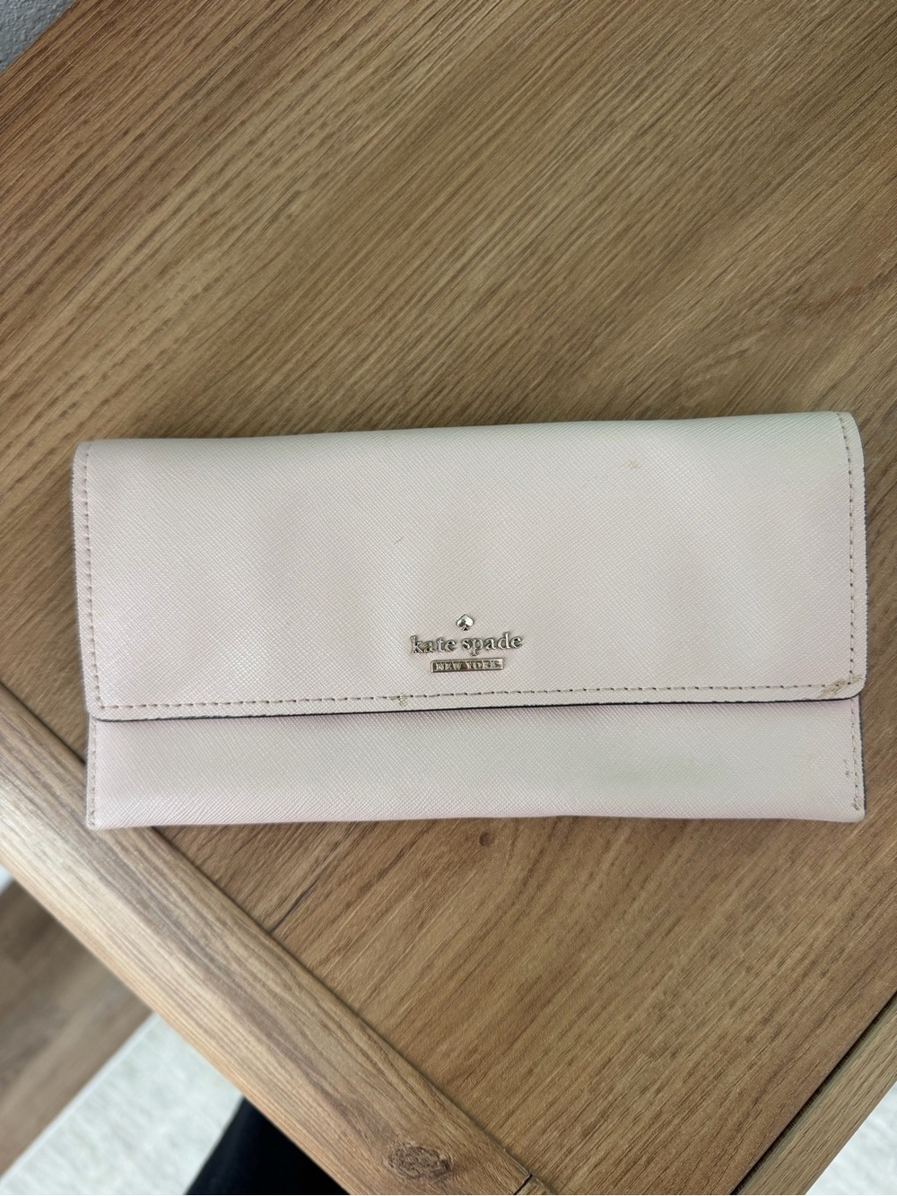 kate spade blush pink leather long continental wallet